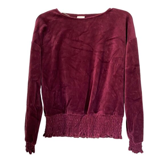 A New Day Burgundy Suede Soft Elastic Waist Crew Neck Long Sleeve Sweater XS - Picture 1 of 4
